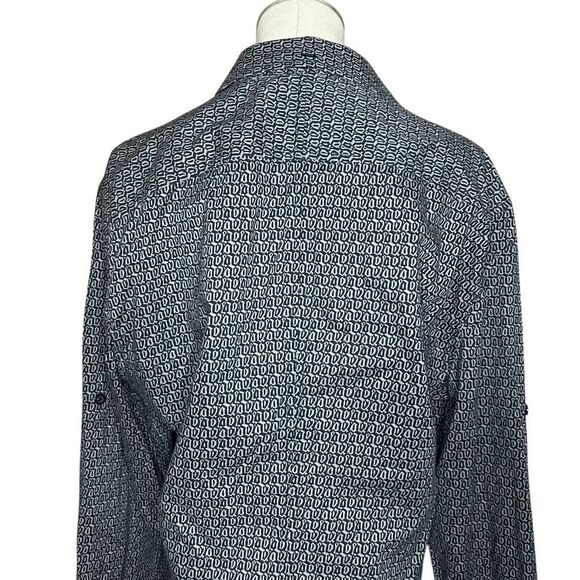 French Connection Black Long Sleeve Button Up Dress Shirt Size L Roll Tab - Picture 5 of 12